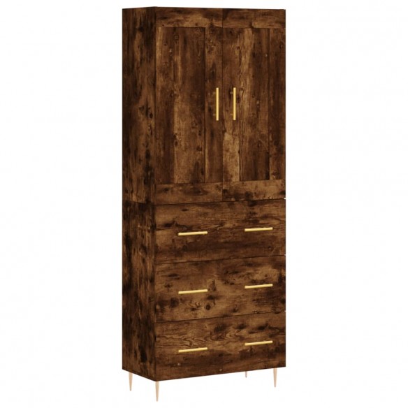 Buffet haut Chêne fumé 69,5x34x180 cm Bois d'ingénierie