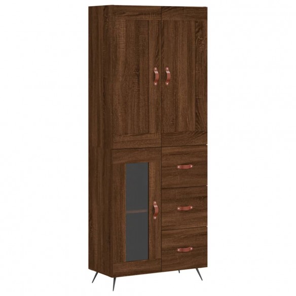 Buffet haut Chêne marron 69,5x34x180 cm Bois d'ingénierie