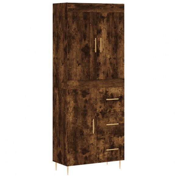 Buffet haut Chêne fumé 69,5x34x180 cm Bois d'ingénierie