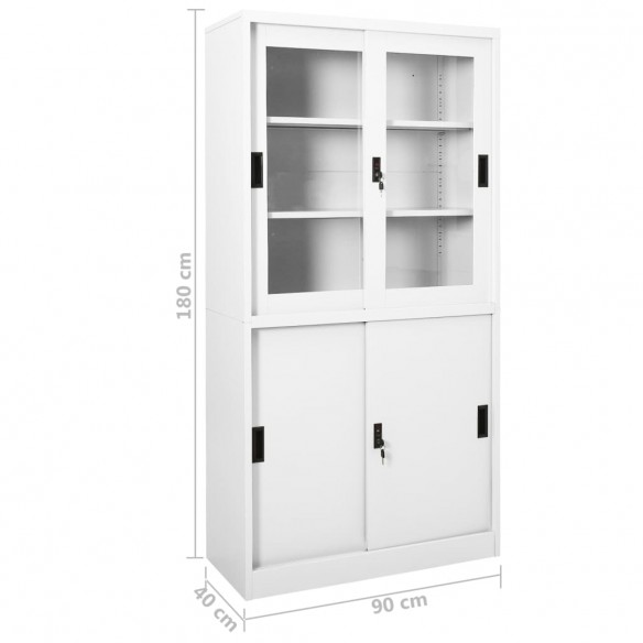 Armoire de bureau et porte coulissante Blanc 90x40x180 cm Acier