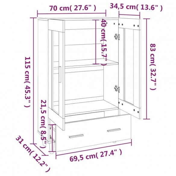 Buffet Chêne sonoma 70x31x115 cm Bois d'ingénierie