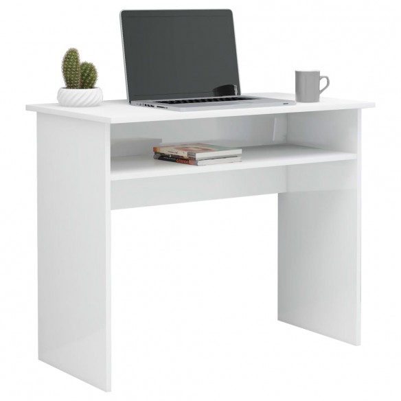 Bureau Blanc brillant 90x50x74 cm Aggloméré