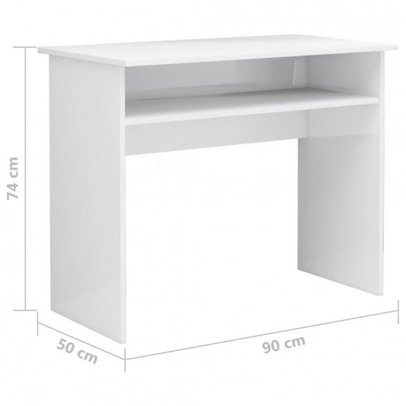 Bureau Blanc brillant 90x50x74 cm Aggloméré