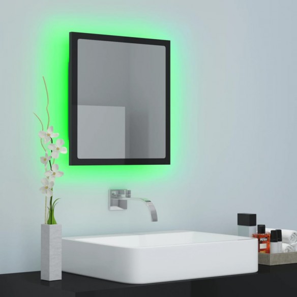 Miroir LED de salle de bain Noir brillant 40x8,5x37cm Acrylique