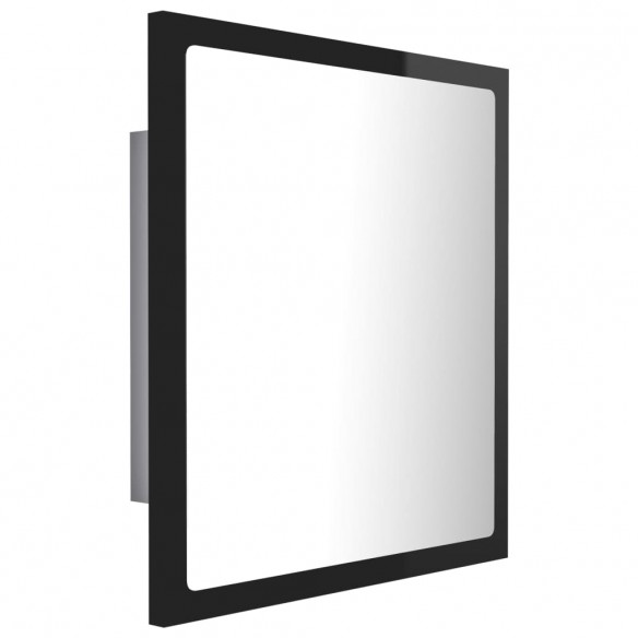 Miroir LED de salle de bain Noir brillant 40x8,5x37cm Acrylique