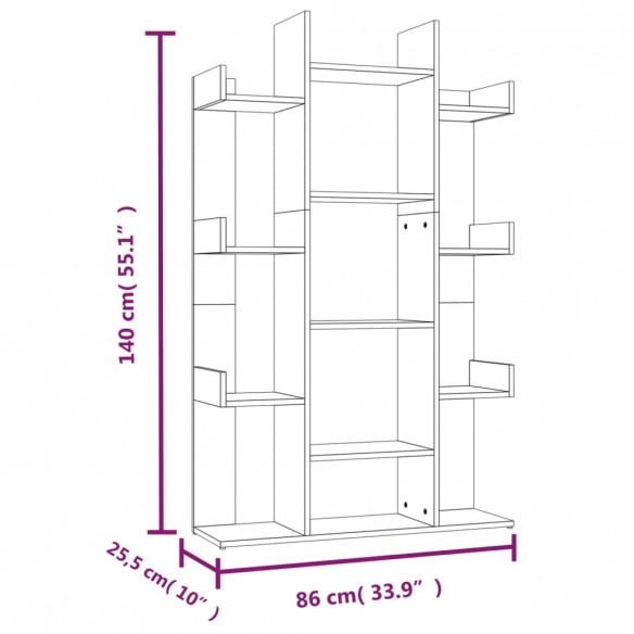 Bibliothèque Chêne fumé 86x25,5x140 cm Bois d'ingénierie