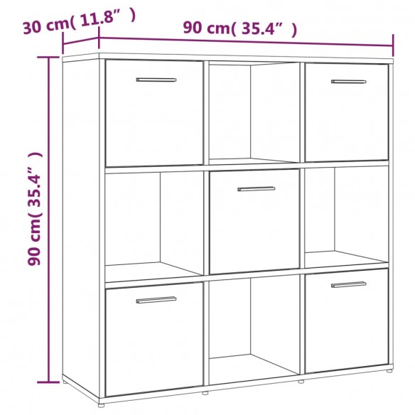 Bibliothèque Sonoma gris 90x30x90 cm Bois d'ingénierie