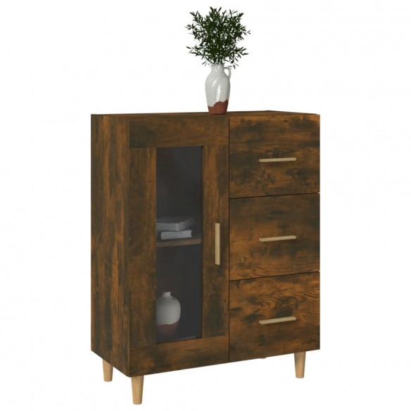 Buffet chêne fumé 69,5x34x90 cm bois d'ingénierie