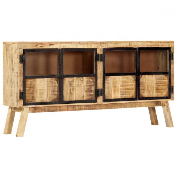 Buffet Marron et noir 160x30x80 cm Bois de manguier solide brut