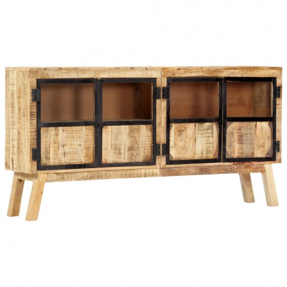 Buffet Marron et noir 160x30x80 cm Bois de manguier solide brut