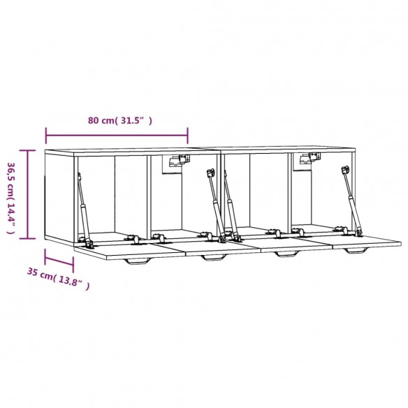 Armoires murales 2pcs Chêne fumé 80x35x36,5cm Bois d'ingénierie