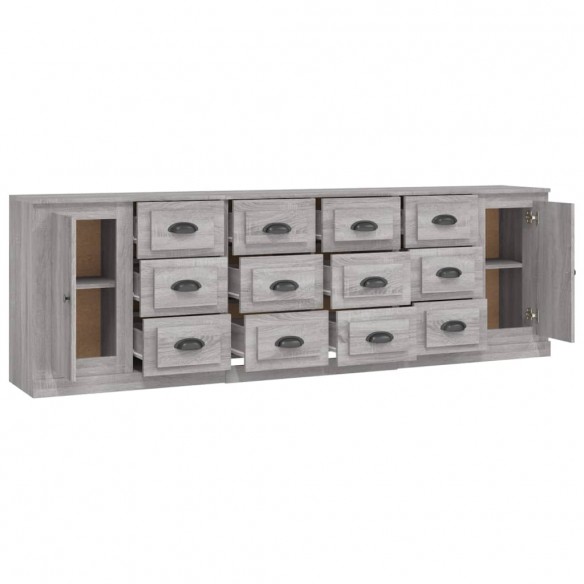 Buffets 3 pcs Sonoma gris Bois d'ingénierie