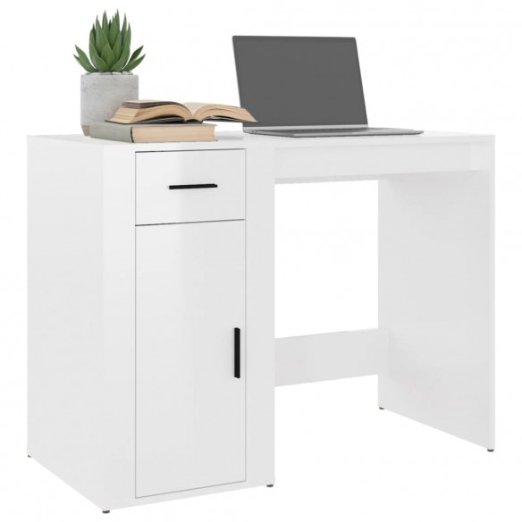 Bureau Blanc brillant 100x49x75 cm Bois d'ingénierie