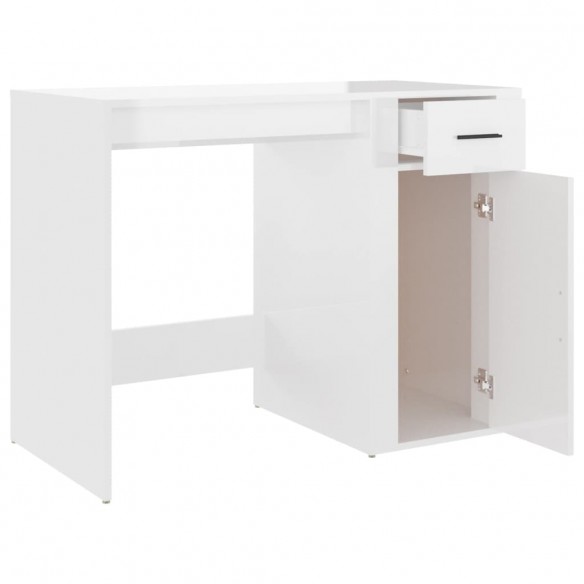 Bureau Blanc brillant 100x49x75 cm Bois d'ingénierie