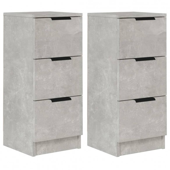 Buffets 2 pcs Gris béton 30x30x70 cm Bois d'ingénierie