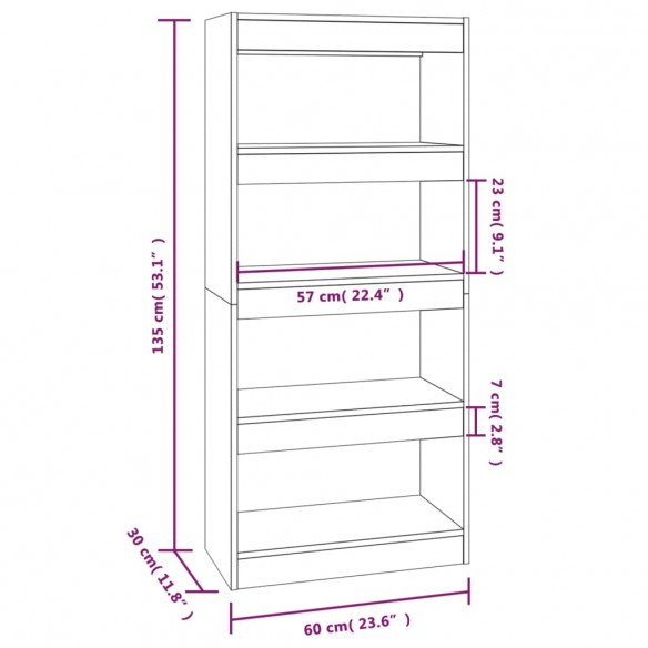 Bibliothèque/Cloison Blanc 60x30x135 cm Bois d'ingénierie