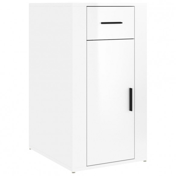 Bureau avec armoire blanc brillant bois d'ingénierie