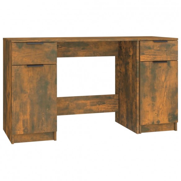 Bureau avec armoire latérale Chêne fumé Bois d'ingénierie