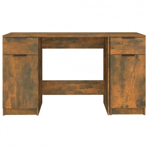 Bureau avec armoire latérale Chêne fumé Bois d'ingénierie