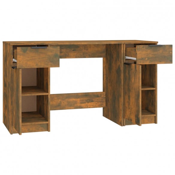 Bureau avec armoire latérale Chêne fumé Bois d'ingénierie