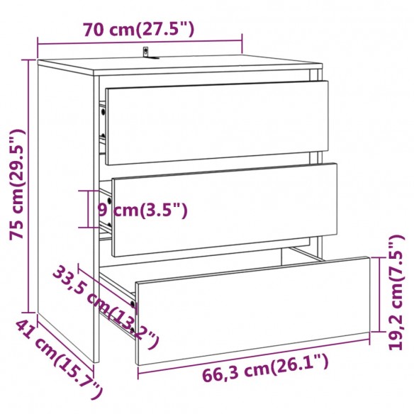 Buffets 3 pcs Blanc Bois d'ingénierie