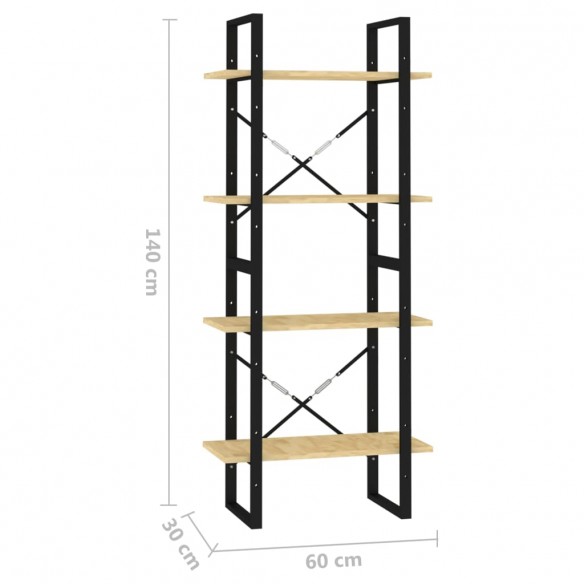 Bibliothèque à 4 niveaux 60x30x140 cm Bois de pin massif