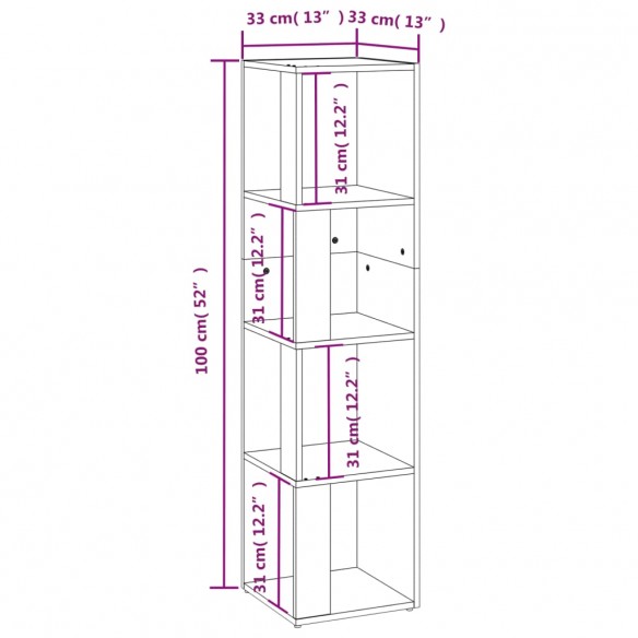 Armoire d'angle Chêne fumé 33x33x132 cm Bois d'ingénierie