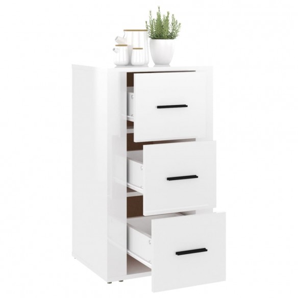 Buffet Blanc brillant 40x33x70 cm Bois d'ingénierie