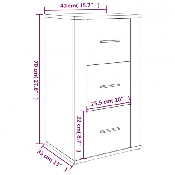 Buffet Blanc brillant 40x33x70 cm Bois d'ingénierie