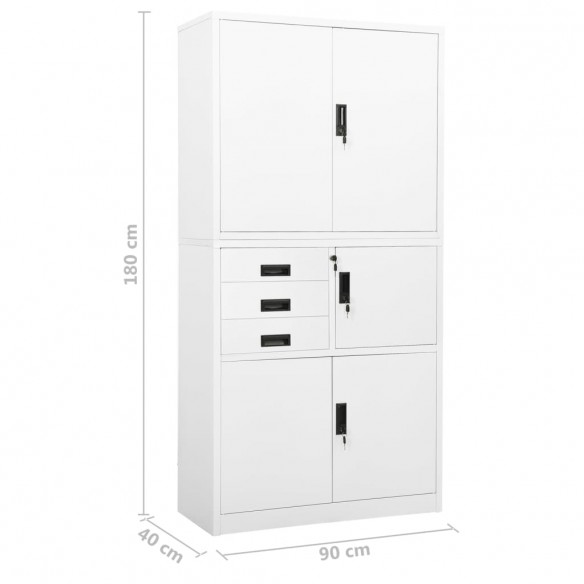 Armoire de bureau Blanc 90x40x180 cm Acier