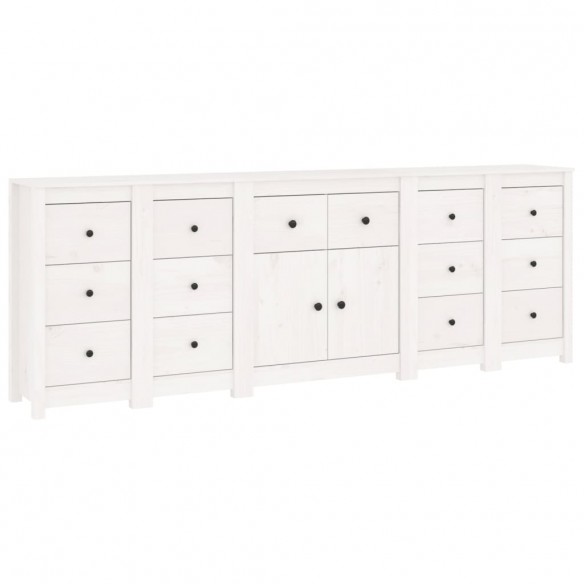 Buffet Blanc 230x35x80 cm Bois massif de pin