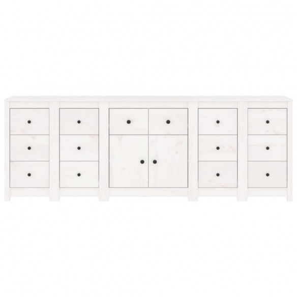 Buffet Blanc 230x35x80 cm Bois massif de pin