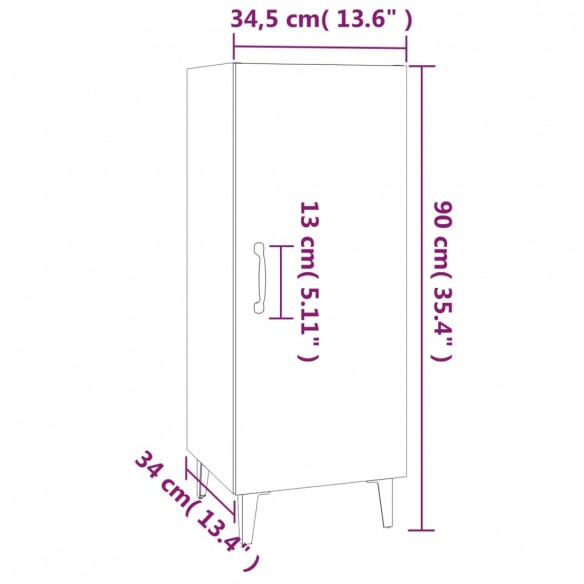 Buffet Blanc brillant 34,5x34x90 cm Bois d'ingénierie