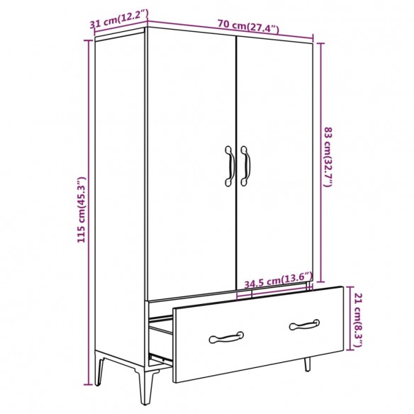 Buffet Blanc 70x31x115 cm Bois d'ingénierie