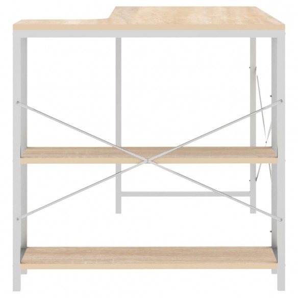 Bureau d'ordinateur Blanc et chêne 110x72x70 cm Aggloméré