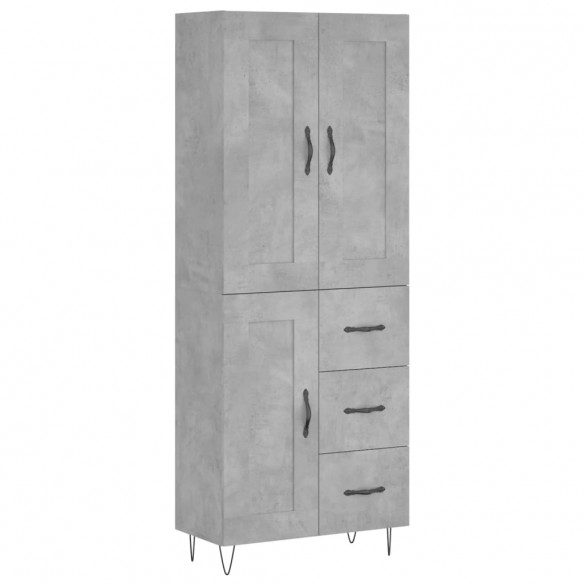 Buffet haut Gris béton 69,5x34x180 cm Bois d'ingénierie