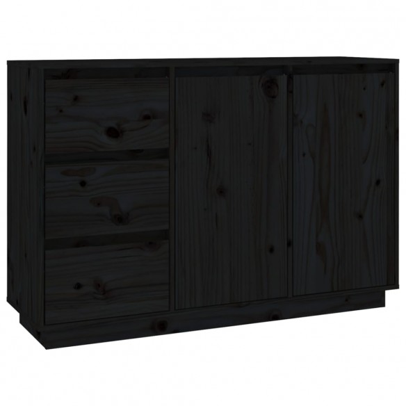 Buffet Noir 111x34x75 cm Bois massif de pin