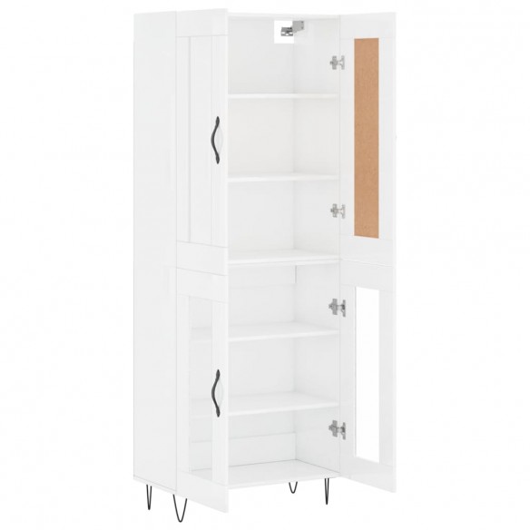 Buffet haut Blanc brillant 69,5x34x180 cm Bois d'ingénierie