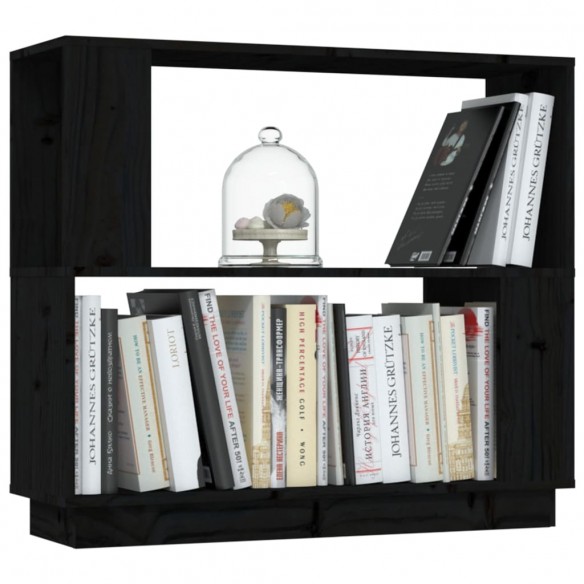 Bibliothèque/Séparateur de pièce Noir 80x25x70 cm Pin solide