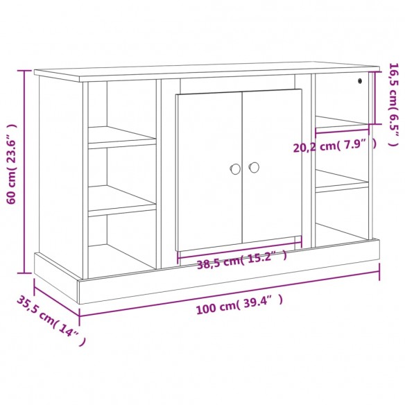 Buffet Blanc brillant 100x35,5x60 cm Bois d'ingénierie