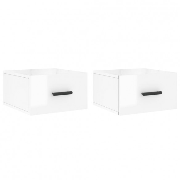 Tables de chevet murales 2 pcs blanc brillant 35x35x20 cm