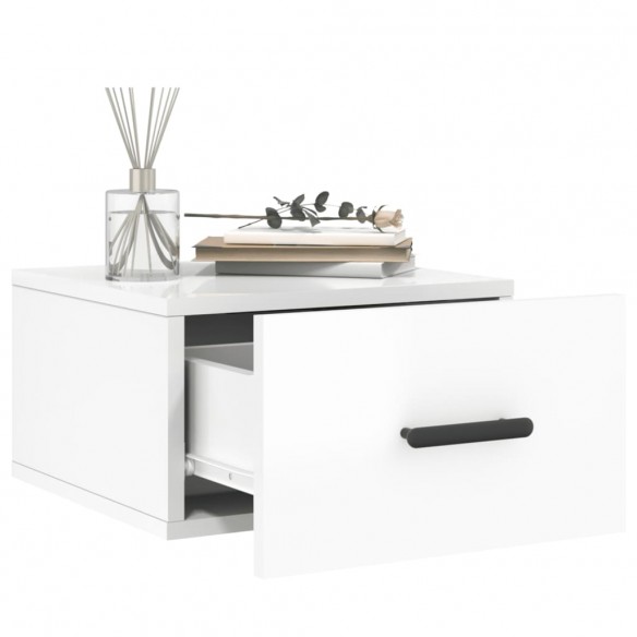 Tables de chevet murales 2 pcs blanc brillant 35x35x20 cm