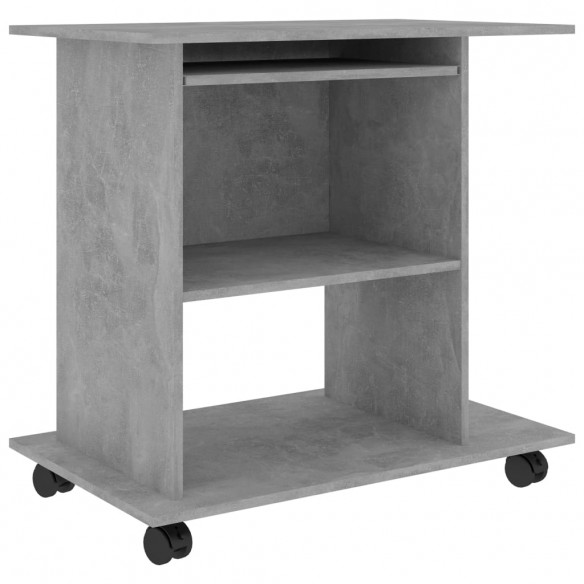 Bureau d'ordinateur Gris béton 80x50x75 cm Aggloméré