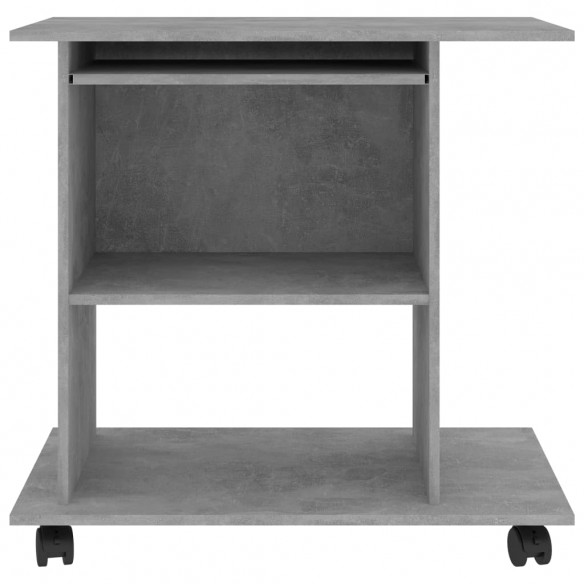 Bureau d'ordinateur Gris béton 80x50x75 cm Aggloméré