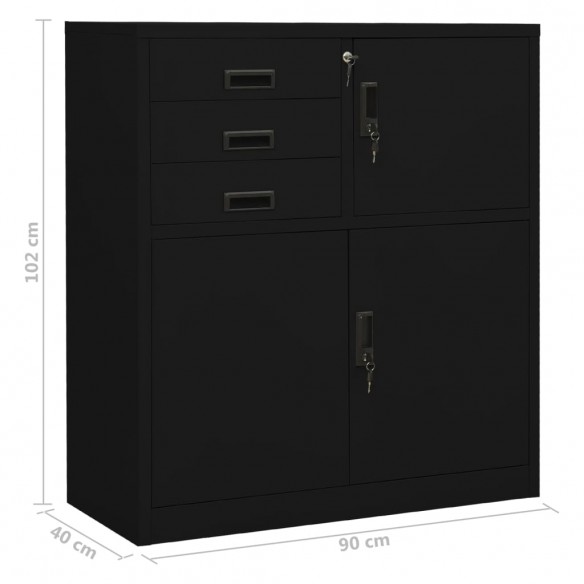 Armoire de bureau Noir 90x40x102 cm Acier