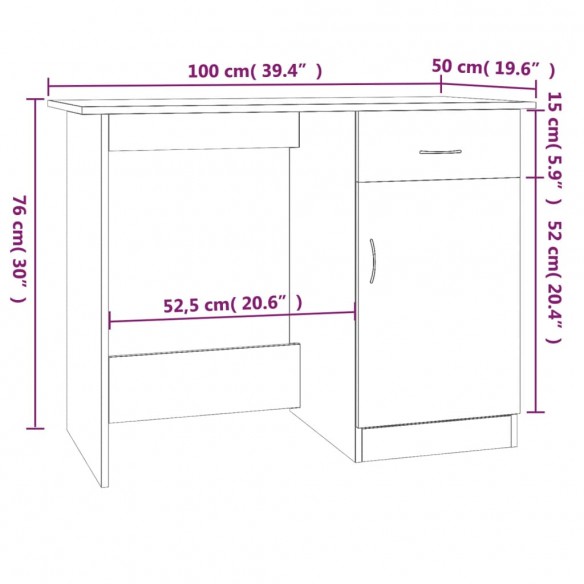 Bureau Chêne marron 100x50x76 cm Bois d'ingénierie