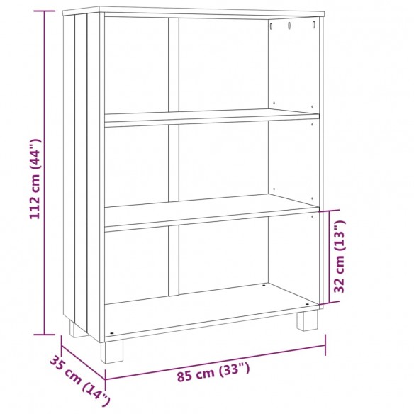 Bibliothèque HAMAR Blanc 85x35x112 cm Bois de pin massif