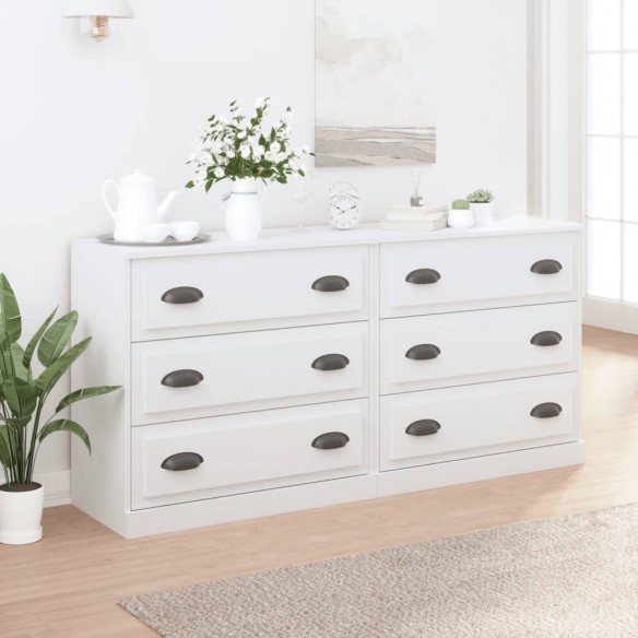 Buffets 2 pcs blanc bois d'ingénierie