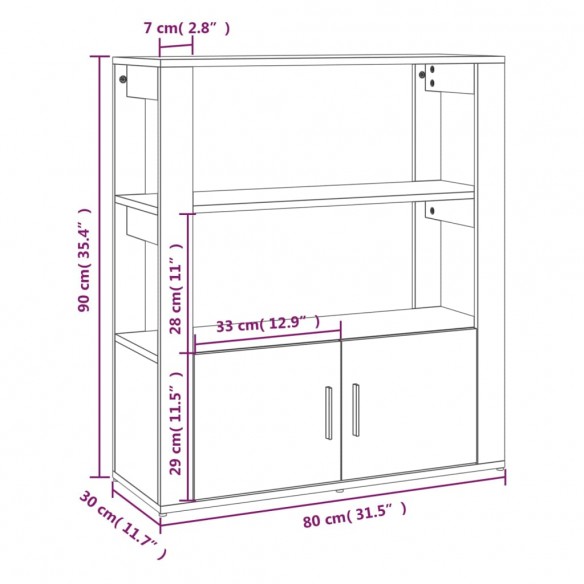 Buffet Blanc brillant 80x30x90 cm Bois d'ingénierie