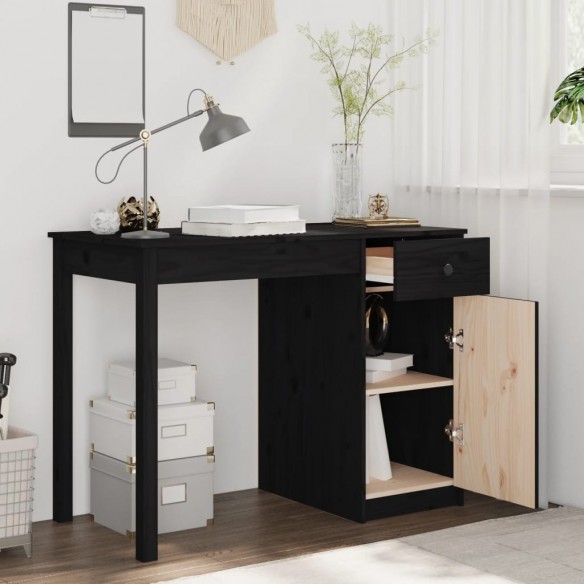 Bureau Noir 100x50x75 cm Bois massif de pin